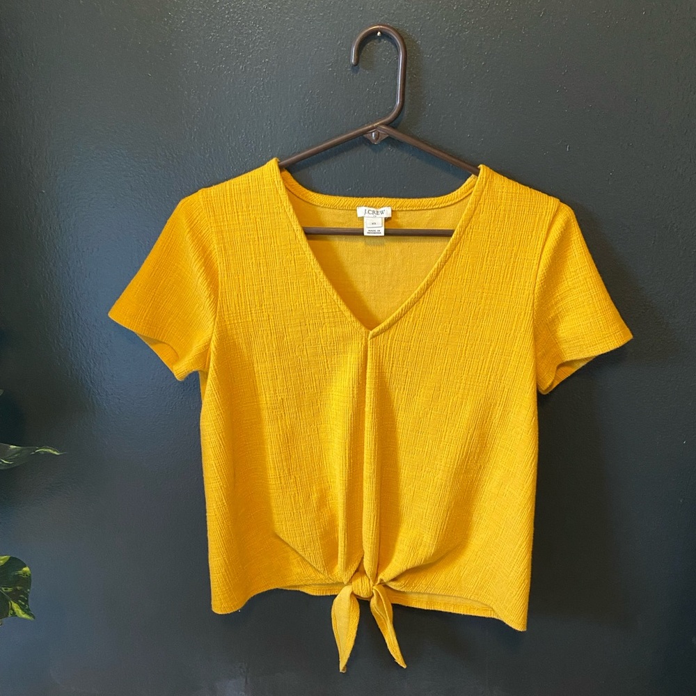 Jcrew textured v-neck tie front top
